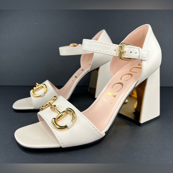 GUCCI BABY BUCKLE HORSEBIT MYSTIC WHITE ANKLE STRAP LOGO SANDALS SIZE EU 41 - Picture 12 of 12